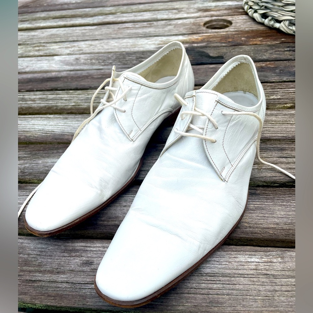 Bottega Veneta White Leather Oxfords men’s shoes size 41 Italy 9 USA